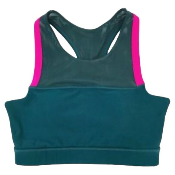 MPG sport high neck mesh sports bra & cut-outs; high compression Green/p… - Picture 15 of 15